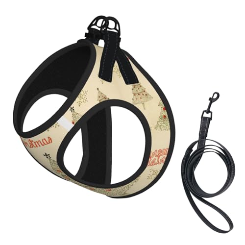 Hundegeschirr und Leine, Set mit Weihnachtsbaumdruck, reflektierend, verstellbar, Welpenweste für kleine, mittelgroße und große Hunde, Katzen Hundegeschirr und Leine, Set mit Weihnachtsbaumdruck, reflektierend, verstellbar, Welpenweste für kleine, mittelgroße und große Hunde, Katzen von JEJEA