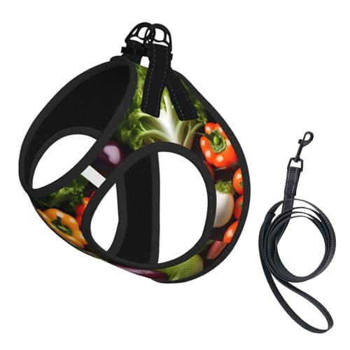 Hundegeschirr und Leine, Set mit frischem Gemüse, Obst, reflektierend, verstellbar, für kleine, mittelgroße und große Hunde, Katzen Hundegeschirr und Leine, Set mit frischem Gemüse, Obst, reflektierend, verstellbar, für kleine, mittelgroße und große Hunde, Katzen von JEJEA