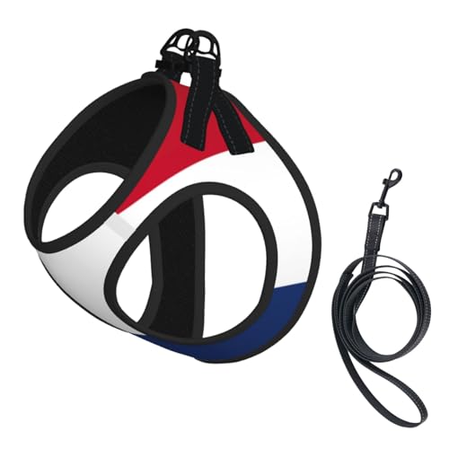 Hundegeschirr und Leine, Set mit niederländischer Flagge, reflektierend, verstellbar, Welpenweste für kleine, mittelgroße und große Hunde, Katzen Hundegeschirr und Leine, Set mit niederländischer Flagge, reflektierend, verstellbar, Welpenweste für kleine, mittelgroße und große Hunde, Katzen von JEJEA