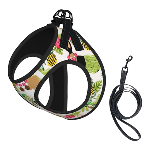 Hundegeschirr und Leine, Set mit tropischen Blumen und Corgi-Druck, reflektierend, verstellbar, Welpenweste für kleine, mittelgroße und große Hunde, Katzen Hundegeschirr und Leine, Set mit tropischen Blumen und Corgi-Druck, reflektierend, verstellbar, Welpenweste für kleine, mittelgroße und große Hunde, Katzen von JEJEA