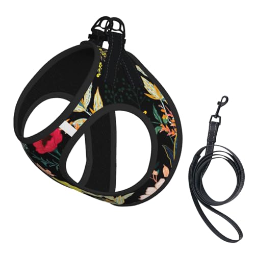Hundegeschirr und Leine, buntes Boho-Blumendruck, reflektierend, verstellbar, Welpenweste für kleine, mittelgroße und große Hunde, Katzen Hundegeschirr und Leine, buntes Boho-Blumendruck, reflektierend, verstellbar, Welpenweste für kleine, mittelgroße und große Hunde, Katzen von JEJEA