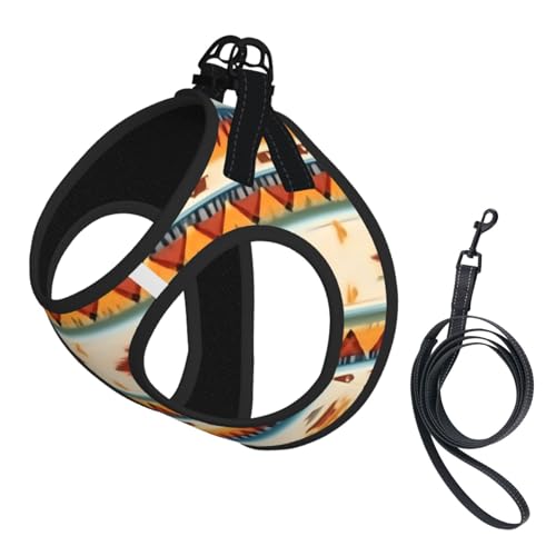 Hundegeschirr und Leine mit Indianer-Druck, reflektierend, verstellbar, Welpenweste für kleine, mittelgroße und große Hunde, Katzen Hundegeschirr und Leine mit Indianer-Druck, reflektierend, verstellbar, Welpenweste für kleine, mittelgroße und große Hunde, Katzen von JEJEA