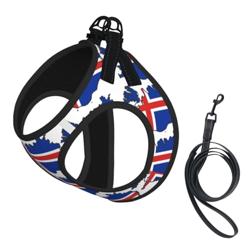 Hundegeschirr und Leine mit Island-Flagge, reflektierend, verstellbar, Welpenweste für kleine, mittelgroße und große Hunde, Katzen Hundegeschirr und Leine mit Island-Flagge, reflektierend, verstellbar, Welpenweste für kleine, mittelgroße und große Hunde, Katzen von JEJEA