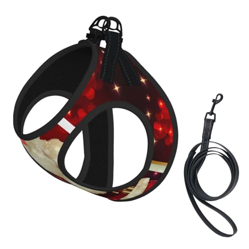 Hundegeschirr und Leine mit Weihnachtsmann-Aufdruck, reflektierend, verstellbar, Welpenweste für kleine, mittelgroße und große Hunde, Katzen Hundegeschirr und Leine mit Weihnachtsmann-Aufdruck, reflektierend, verstellbar, Welpenweste für kleine, mittelgroße und große Hunde, Katzen von JEJEA
