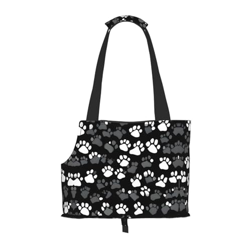 Hundetragetasche mit Pfotenabdruck, für kleine Hunde, Katzen und Kaninchen, Schwarz / Weiß von JEJEA