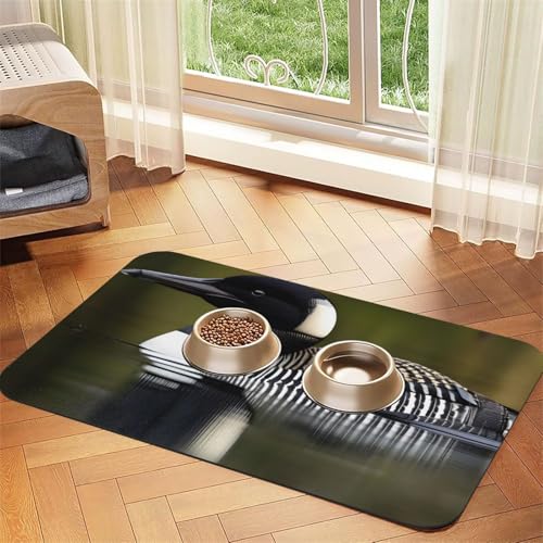 Loon Nature Futtermatte aus PU-Leder mit Vogel-Aufdruck, für Hunde und Katzen, saugfähig, rutschfeste Gummiunterseite Loon Nature Futtermatte aus PU-Leder mit Vogel-Aufdruck, für Hunde und Katzen, saugfähig, rutschfeste Gummiunterseite von JEJEA
