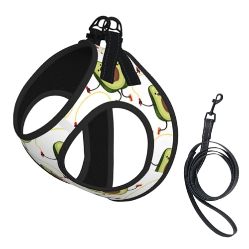 Lustiges Hundegeschirr und Leine, Set mit Cartoon-Avocados-Druck, reflektierend, verstellbar, Welpenweste für kleine, mittelgroße und große Hunde, Katzen Lustiges Hundegeschirr und Leine, Set mit Cartoon-Avocados-Druck, reflektierend, verstellbar, Welpenweste für kleine, mittelgroße und große Hunde, Katzen von JEJEA