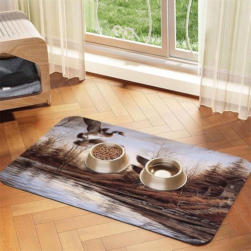 Mallard Ducks Print PU Leder Futtermatte für Hunde Katzen Haustierfuttermatte saugfähige rutschfeste Gummiunterseite Mallard Ducks Print PU Leder Futtermatte für Hunde Katzen Haustierfuttermatte saugfähige rutschfeste Gummiunterseite von JEJEA