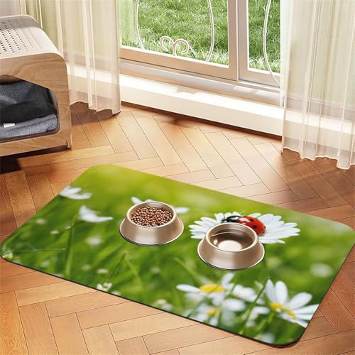 Marienkäfer Gänseblümchen Druck PU Leder Futtermatte für Hunde Katzen Haustierfuttermatte saugfähige rutschfeste Gummiunterseite Marienkäfer Gänseblümchen Druck PU Leder Futtermatte für Hunde Katzen Haustierfuttermatte saugfähige rutschfeste Gummiunterseite von JEJEA