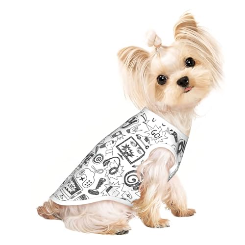 Monochrome Hundebekleidung im Skizzen-Stil, Gaming-Druck, für kleine Hunde, atmungsaktiv, für Welpen, Kätzchen, Hunde und Katzen Monochrome Hundebekleidung im Skizzen-Stil, Gaming-Druck, für kleine Hunde, atmungsaktiv, für Welpen, Kätzchen, Hunde und Katzen von JEJEA