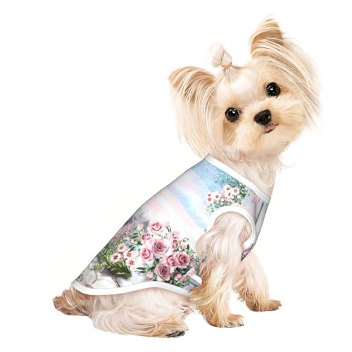 Paris Hundebekleidung mit Eiffelturm mit Blumendruck, für kleine Hunde, atmungsaktiv, für Welpen, Kätzchen, Hunde, Katzen Paris Hundebekleidung mit Eiffelturm mit Blumendruck, für kleine Hunde, atmungsaktiv, für Welpen, Kätzchen, Hunde, Katzen von JEJEA