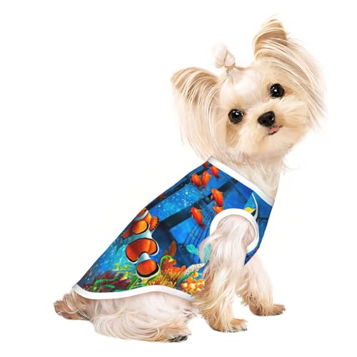 The Underwater World Hundebekleidung mit tropischem Fischaufdruck, für kleine Hunde, atmungsaktiv, für Welpen, Kätzchen, Hunde und Katzen The Underwater World Hundebekleidung mit tropischem Fischaufdruck, für kleine Hunde, atmungsaktiv, für Welpen, Kätzchen, Hunde und Katzen von JEJEA
