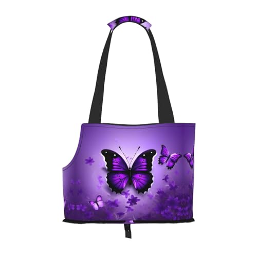 Tragetasche für kleine Hunde, Katzen und Kaninchen, Motiv: Schmetterlinge und Schmetterlinge, Violett Tragetasche für kleine Hunde, Katzen und Kaninchen, Motiv: Schmetterlinge und Schmetterlinge, Violett von JEJEA