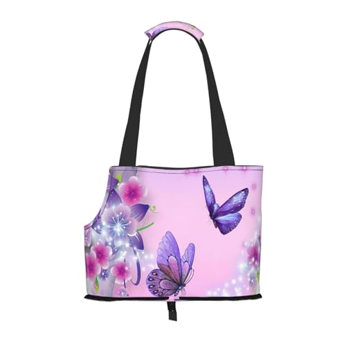 Tragetasche für kleine Hunde, Katzen und Kaninchen, mit Schmetterlings-Aufdruck, Rosa Tragetasche für kleine Hunde, Katzen und Kaninchen, mit Schmetterlings-Aufdruck, Rosa von JEJEA