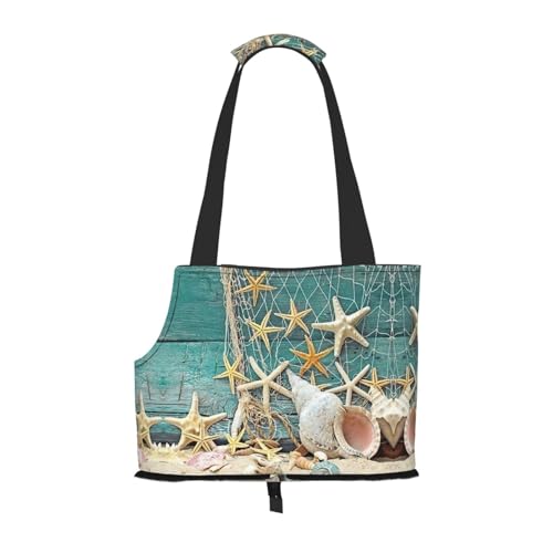 Tragetasche für kleine Hunde und Katzen und Kaninchen, Motiv: Seestern und Muscheln, Strandaufdruck, für Hunde Tragetasche für kleine Hunde und Katzen und Kaninchen, Motiv: Seestern und Muscheln, Strandaufdruck, für Hunde von JEJEA