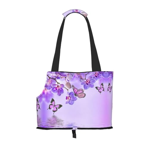 Tragetasche für kleine Hunde und Katzen und Kaninchen, Schmetterlings-Aufdruck, Violett Tragetasche für kleine Hunde und Katzen und Kaninchen, Schmetterlings-Aufdruck, Violett von JEJEA
