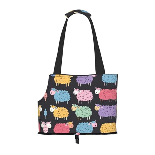 Tragetasche mit niedlichem buntem Schaf, Cartoon-Muster, für kleine Hunde, Katzen und Kaninchen Tragetasche mit niedlichem buntem Schaf, Cartoon-Muster, für kleine Hunde, Katzen und Kaninchen von JEJEA