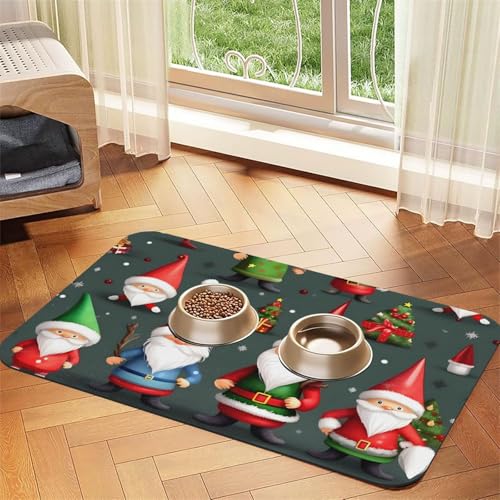 Weihnachtsmatte mit lustigem Zwergen-Druck, PU-Leder, Futtermatte für Hunde und Katzen, saugfähig, rutschfeste Gummi-Unterseite Weihnachtsmatte mit lustigem Zwergen-Druck, PU-Leder, Futtermatte für Hunde und Katzen, saugfähig, rutschfeste Gummi-Unterseite von JEJEA