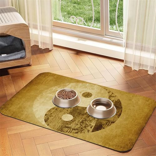 Yin-Yang-Symbol-Druck, PU-Leder-Futtermatte für Hunde, Katzen, Haustierfuttermatte, saugfähig, rutschfeste Gummiunterseite Yin-Yang-Symbol-Druck, PU-Leder-Futtermatte für Hunde, Katzen, Haustierfuttermatte, saugfähig, rutschfeste Gummiunterseite von JEJEA