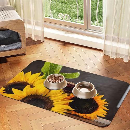 Gelbe Sonnenblumen-Druck, saugfähige Leder-Tischdecke, perfekt für Hunde, Katzen und andere Haustiere Gelbe Sonnenblumen-Druck, saugfähige Leder-Tischdecke, perfekt für Hunde, Katzen und andere Haustiere von JEKYDOSD