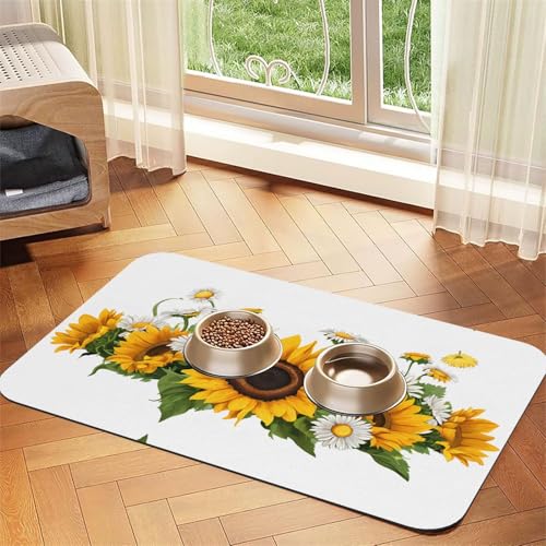 Gelbe Sonnenblumen und weiße Blumen, saugfähige Leder-Tischdecke, perfekt für Hunde, Katzen und andere Haustiere Gelbe Sonnenblumen und weiße Blumen, saugfähige Leder-Tischdecke, perfekt für Hunde, Katzen und andere Haustiere von JEKYDOSD