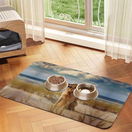 Golden Retriever Print Pet Absorbent Leather Tablecloth Perfect for Dogs, Cats, and Other Pets von JEKYDOSD