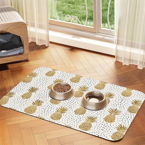 Goldfarbene Glitzer-Tischdecke aus Leder mit Ananas-Motiv, saugfähig, perfekt für Hunde, Katzen und andere Haustiere Goldfarbene Glitzer-Tischdecke aus Leder mit Ananas-Motiv, saugfähig, perfekt für Hunde, Katzen und andere Haustiere von JEKYDOSD