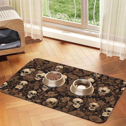 Gotische Tapete mit Totenkopf-Druck, saugfähige Leder-Tischdecke, perfekt für Hunde, Katzen und andere Haustiere von JEKYDOSD