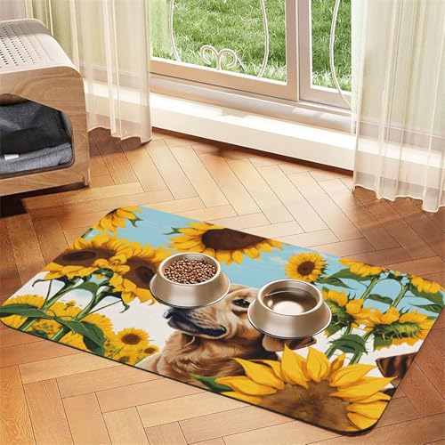 Hundedecke mit Sonnenblumen-Aufdruck, saugfähig, Leder, perfekt für Hunde, Katzen und andere Haustiere von JEKYDOSD