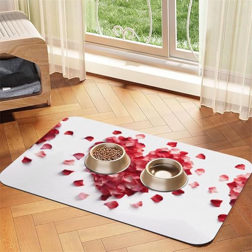JEKYDOSD Herzförmige Tischdecke aus Leder mit Blumenmuster, saugfähig, perfekt für Hunde, Katzen und andere Haustiere von JEKYDOSD
