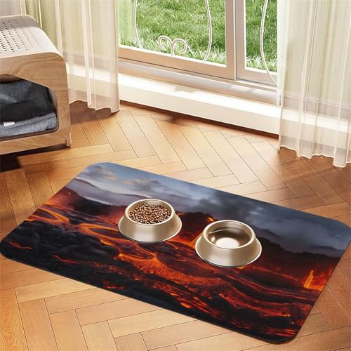 JEKYDOSD Kilauea saugfähige Leder-Tischdecke mit Vulkandruck, perfekt für Hunde, Katzen und andere Haustiere von JEKYDOSD