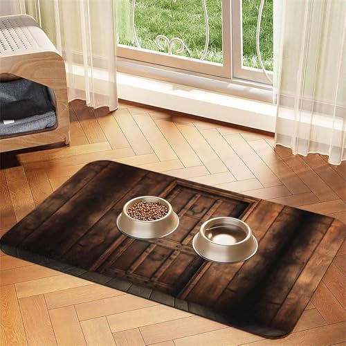 JEKYDOSD Rustikale Holztür-Druck, saugfähige Leder-Tischdecke, perfekt für Hunde, Katzen und andere Haustiere von JEKYDOSD