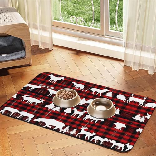 Kuh Hirsch Baum Weihnachten Druck Haustier saugfähig Leder Tischdecke perfekt für Hunde, Katzen und andere Haustiere von JEKYDOSD