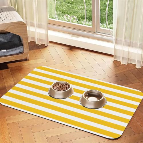 Lemon Zest gelbe Streifen Muster Druck Haustier saugfähige Ledertischdecke perfekt für Hunde, Katzen und andere Haustiere von JEKYDOSD