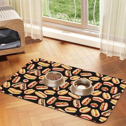 Lustiges Essen Hot Dogs Druck Haustier saugfähige Leder-Tischdecke perfekt für Hunde, Katzen und andere Haustiere von JEKYDOSD
