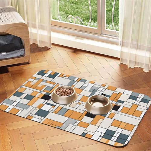 Mid Century Moderner Druck, saugfähige Leder-Tischdecke, perfekt für Hunde, Katzen und andere Haustiere von JEKYDOSD