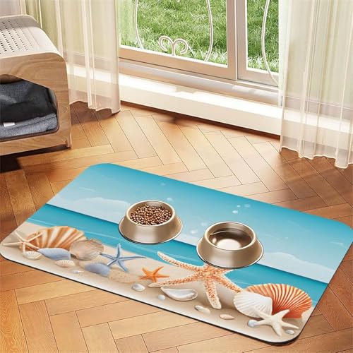 Muschel-Sanddruck, saugfähige Leder-Tischdecke, perfekt für Hunde, Katzen und andere Haustiere von JEKYDOSD