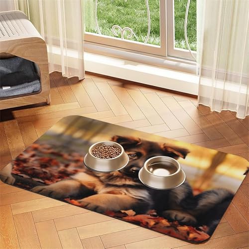 Niedlicher Schäferhund Welpen-Druck, saugfähige Leder-Tischdecke, perfekt für Hunde, Katzen und andere Haustiere von JEKYDOSD