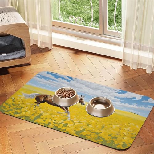 Pferde laufender Kunstdruck, saugfähige Leder-Tischdecke, perfekt für Hunde, Katzen und andere Haustiere von JEKYDOSD