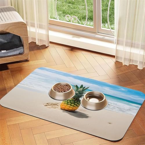 Pineapple by The Sea Print Haustier-Tischdecke, saugfähig, Leder, perfekt für Hunde, Katzen und andere Haustiere von JEKYDOSD