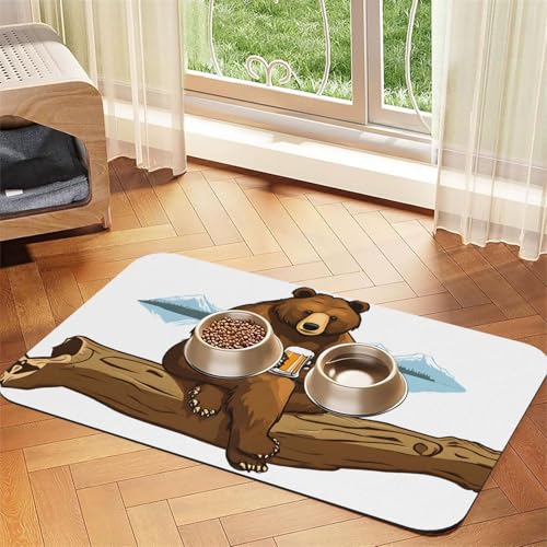 Saugfähige Leder-Tischdecke mit Bären-Aufdruck, perfekt für Hunde, Katzen und andere Haustiere von JEKYDOSD