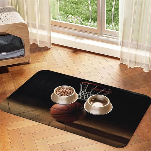 Saugfähige Leder-Tischdecke mit Basketball-Aufdruck, perfekt für Hunde, Katzen und andere Haustiere von JEKYDOSD