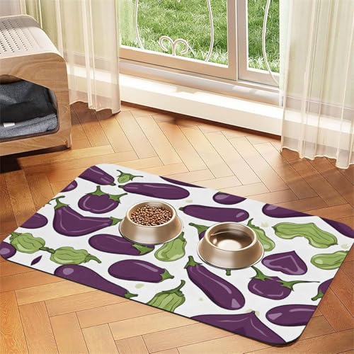 Saugfähige Leder-Tischdecke mit Cartoon-Auberginen-Druck, perfekt für Hunde, Katzen und andere Haustiere Saugfähige Leder-Tischdecke mit Cartoon-Auberginen-Druck, perfekt für Hunde, Katzen und andere Haustiere von JEKYDOSD