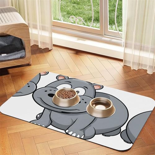 Saugfähige Leder-Tischdecke mit Cartoon-Nilpferd-Druck, perfekt für Hunde, Katzen und andere Haustiere Saugfähige Leder-Tischdecke mit Cartoon-Nilpferd-Druck, perfekt für Hunde, Katzen und andere Haustiere von JEKYDOSD