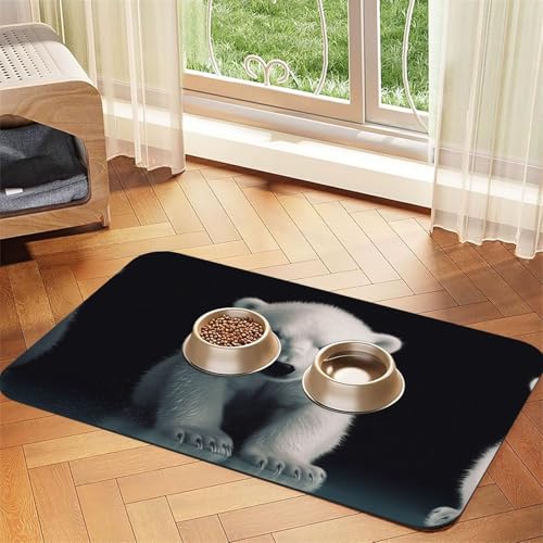 Saugfähige Leder-Tischdecke mit Eisbär-Aufdruck, perfekt für Hunde, Katzen und andere Haustiere von JEKYDOSD