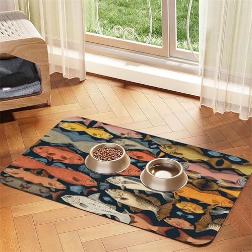 Saugfähige Leder-Tischdecke mit Fischköderaufdruck, perfekt für Hunde, Katzen und andere Haustiere von JEKYDOSD