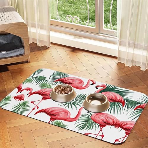 Saugfähige Leder-Tischdecke mit Flamingo-Vogelmotiv, ideal für Hunde, Katzen und andere Haustiere von JEKYDOSD