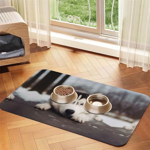 Saugfähige Leder-Tischdecke mit Husky-Motiv, perfekt für Hunde, Katzen und andere Haustiere von JEKYDOSD