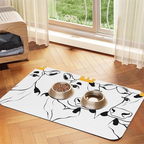 Saugfähige Leder-Tischdecke mit Kuhmotiv, perfekt für Hunde, Katzen und andere Haustiere von JEKYDOSD