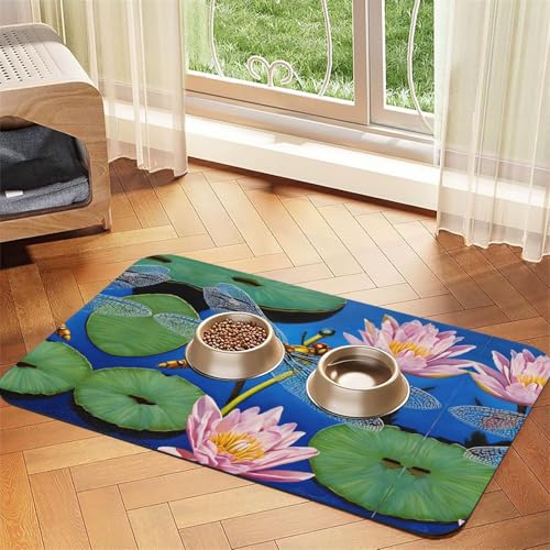 Saugfähige Leder-Tischdecke mit Libellen-Motiv, perfekt für Hunde, Katzen und andere Haustiere von JEKYDOSD